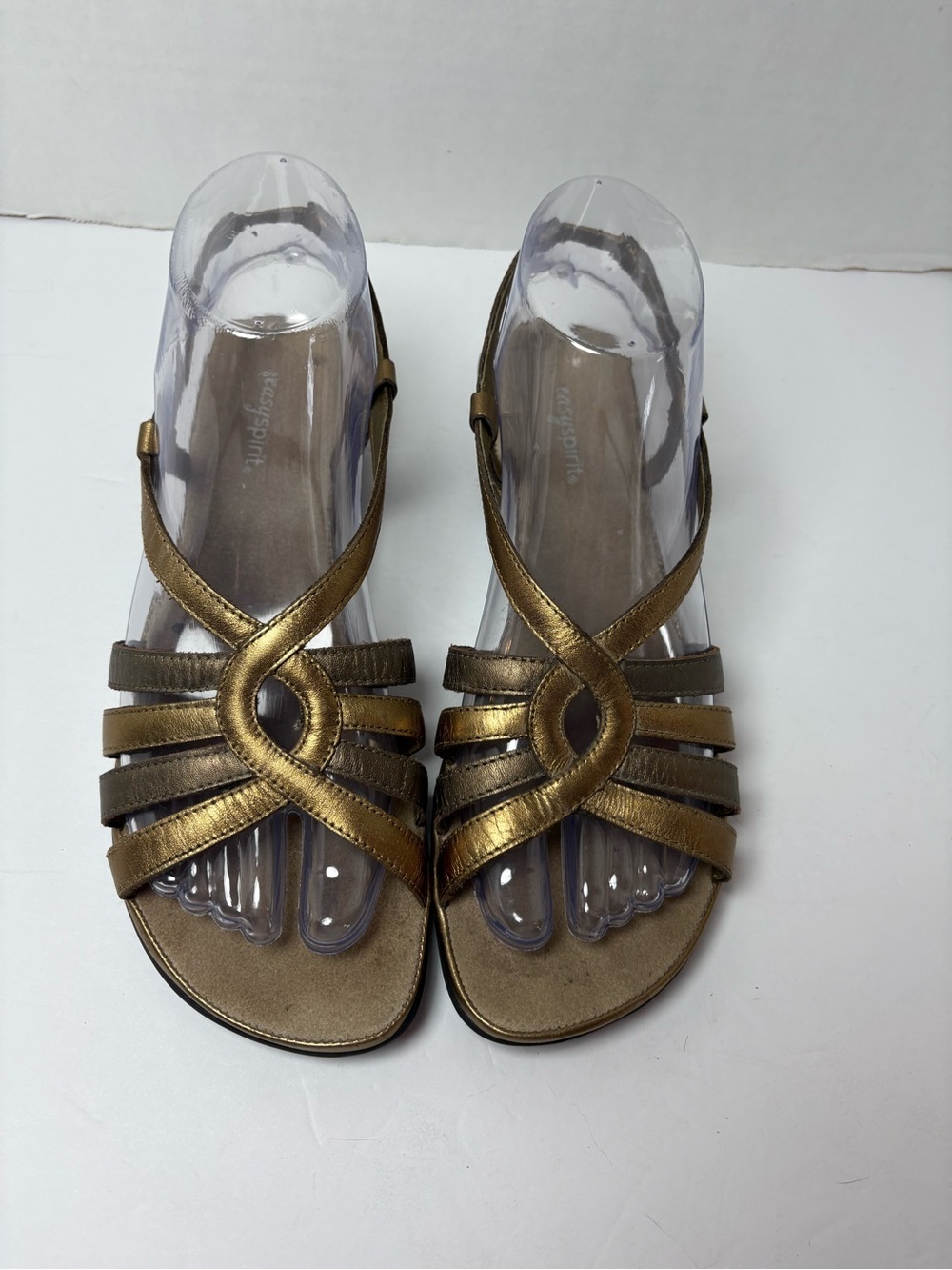 Easy Spirit Women’s Gold & Bronze Strappy Open Toe Sandals Dressy Size 7